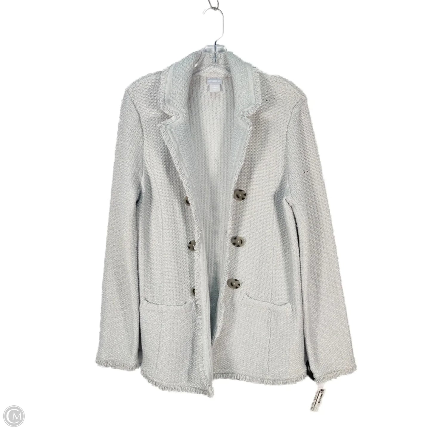 Jacket Shirt By Chicos In Silver, Size: M