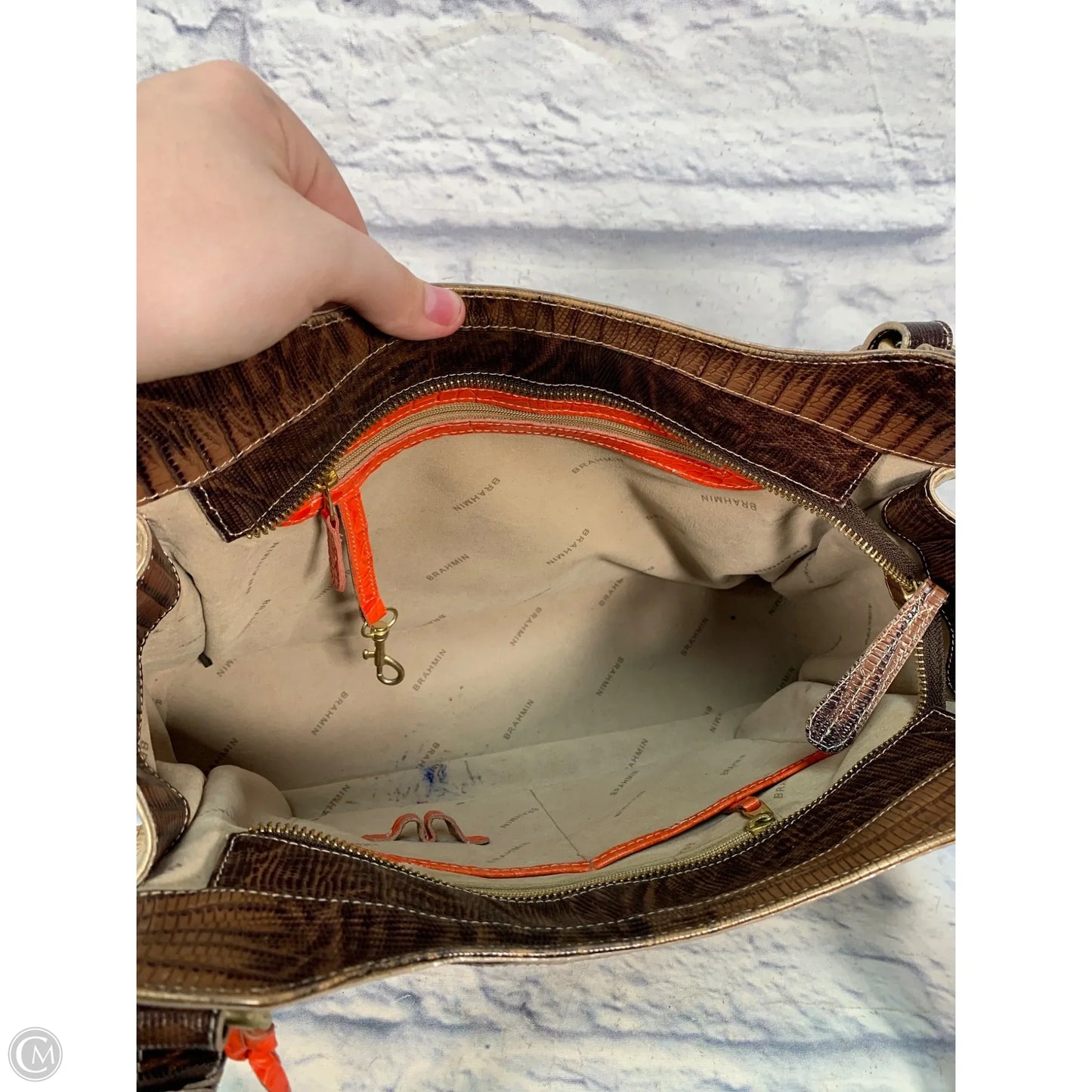 Handbag Designer By Brahmin, Size: Large