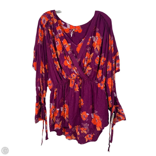 Top Long Sleeve By Free People In Purple & Red, Size: S