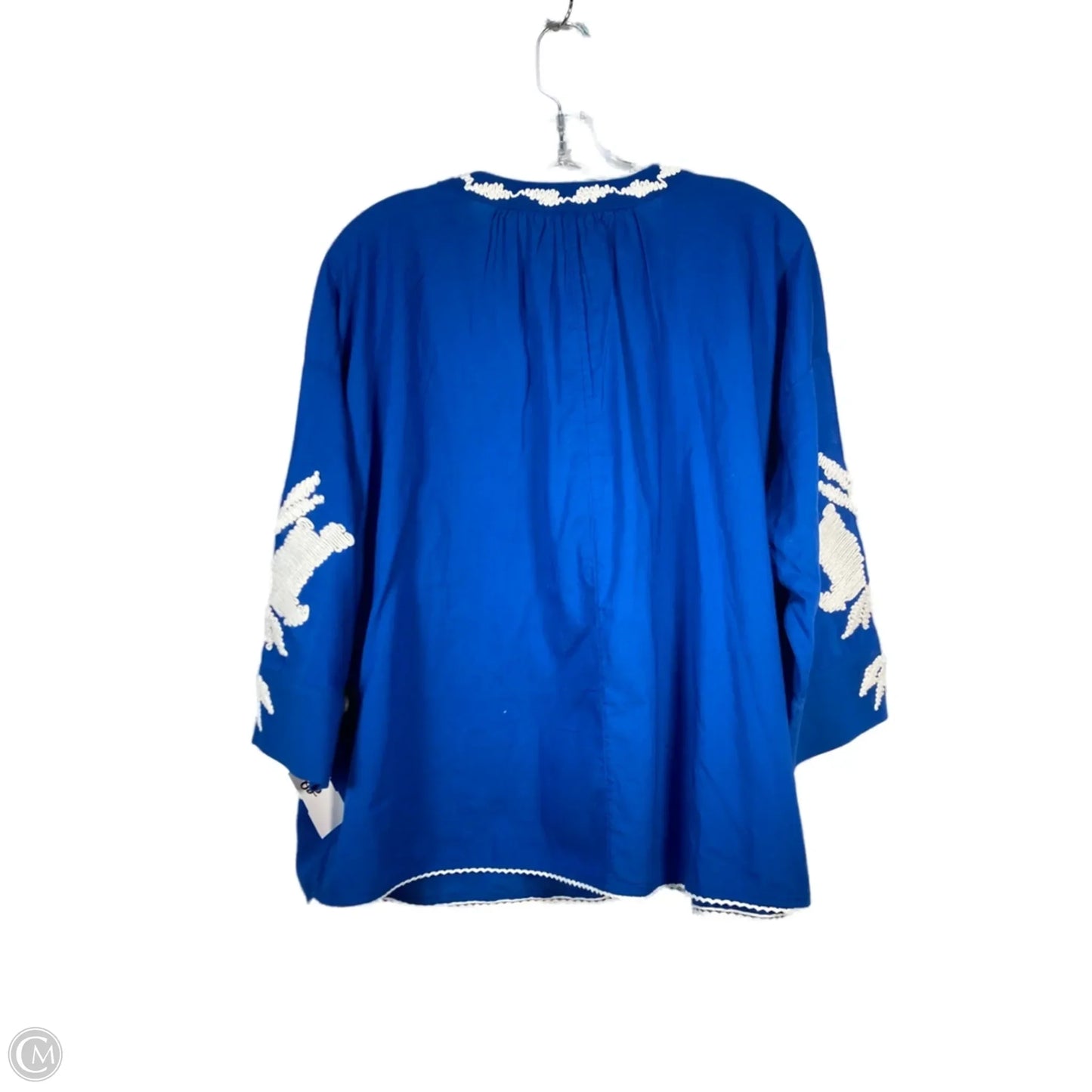 Top Long Sleeve By Chicos In Blue & White, Size: M