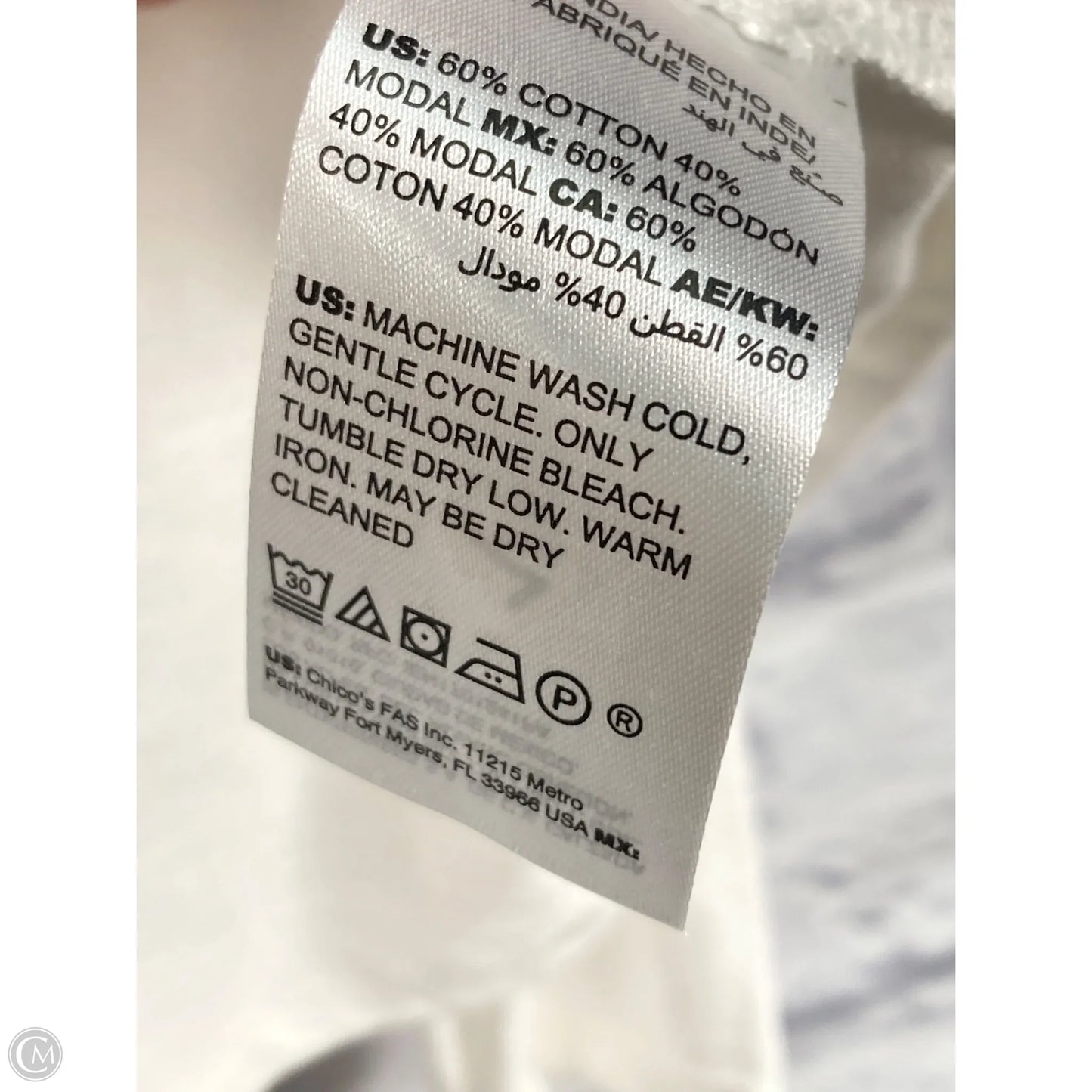 Top Long Sleeve By Chicos In Black & Cream, Size: S