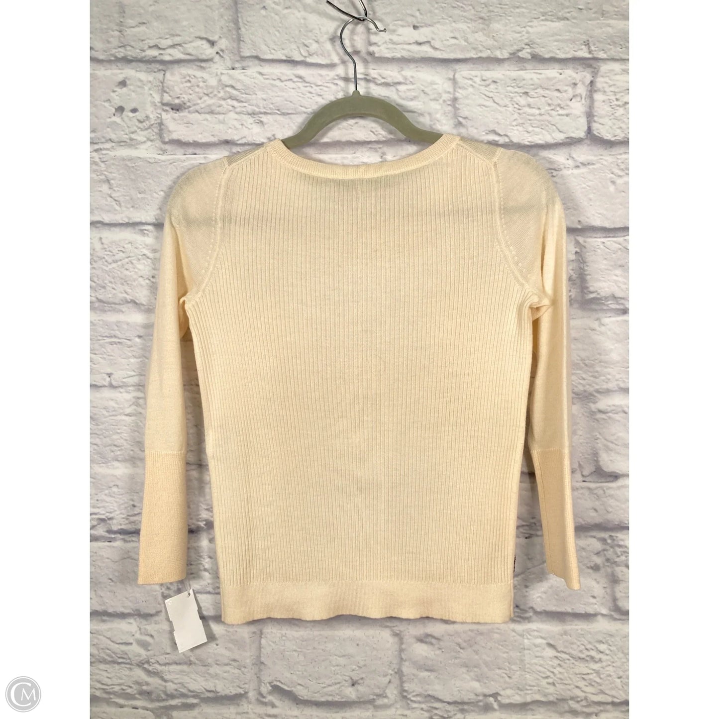 Top Long Sleeve Designer By Diane Von Furstenberg In Black & Cream, Size: S