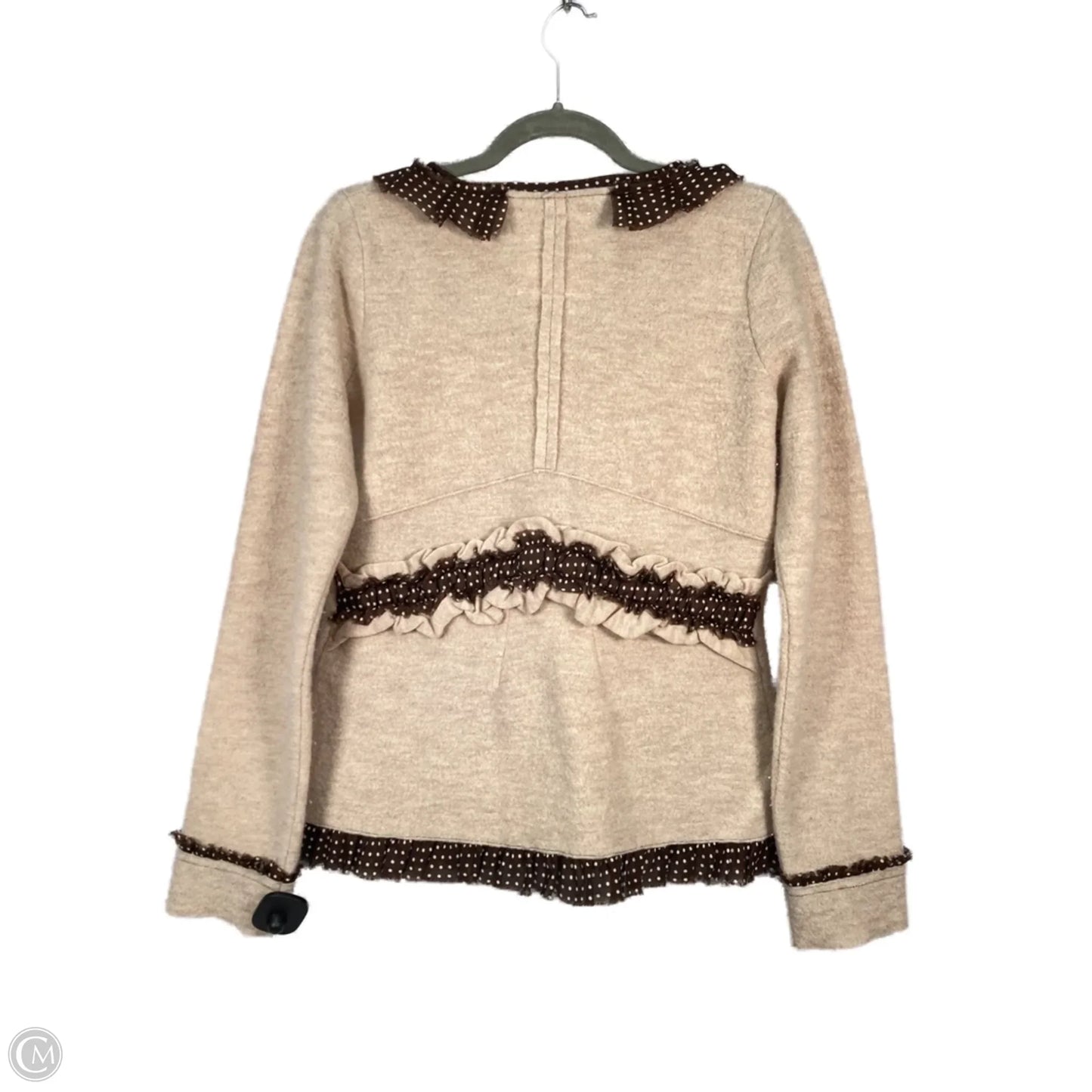Sweater Cardigan By Sparrow In Brown & Tan, Size: M