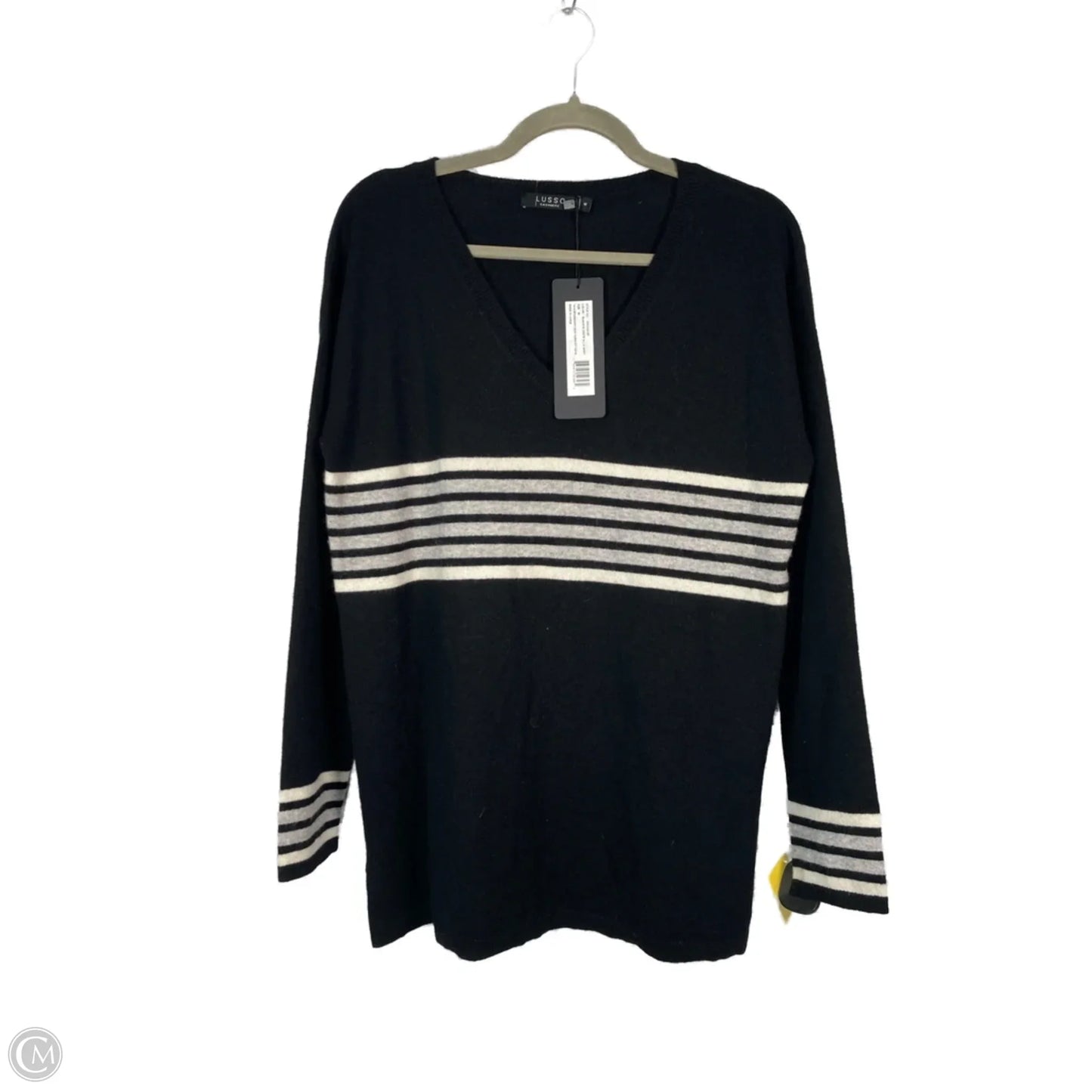 Sweater Cashmere By Clothes Mentor In Black & Grey, Size: M