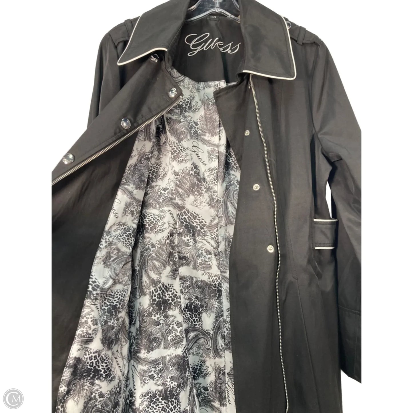 Coat Peacoat By Guess In Black & White, Size: L