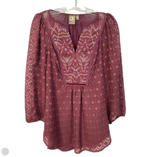 Top Long Sleeve By One September In Cream & Purple, Size: Xs