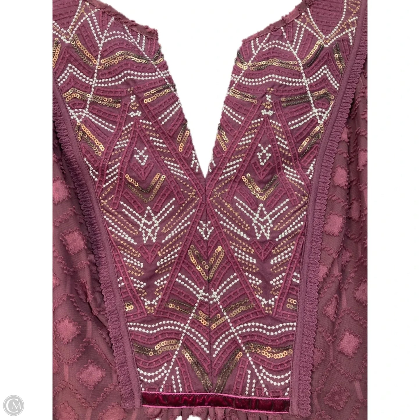 Top Long Sleeve By One September In Cream & Purple, Size: Xs