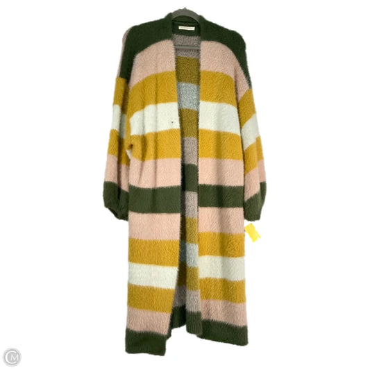Sweater Cardigan By Do Everything In Love In Green & Pink, Size: Osfm