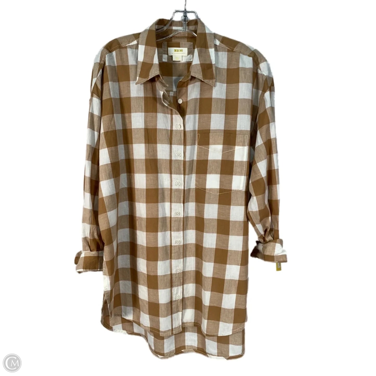 Tunic Long Sleeve By Maeve In Brown & Cream, Size: S
