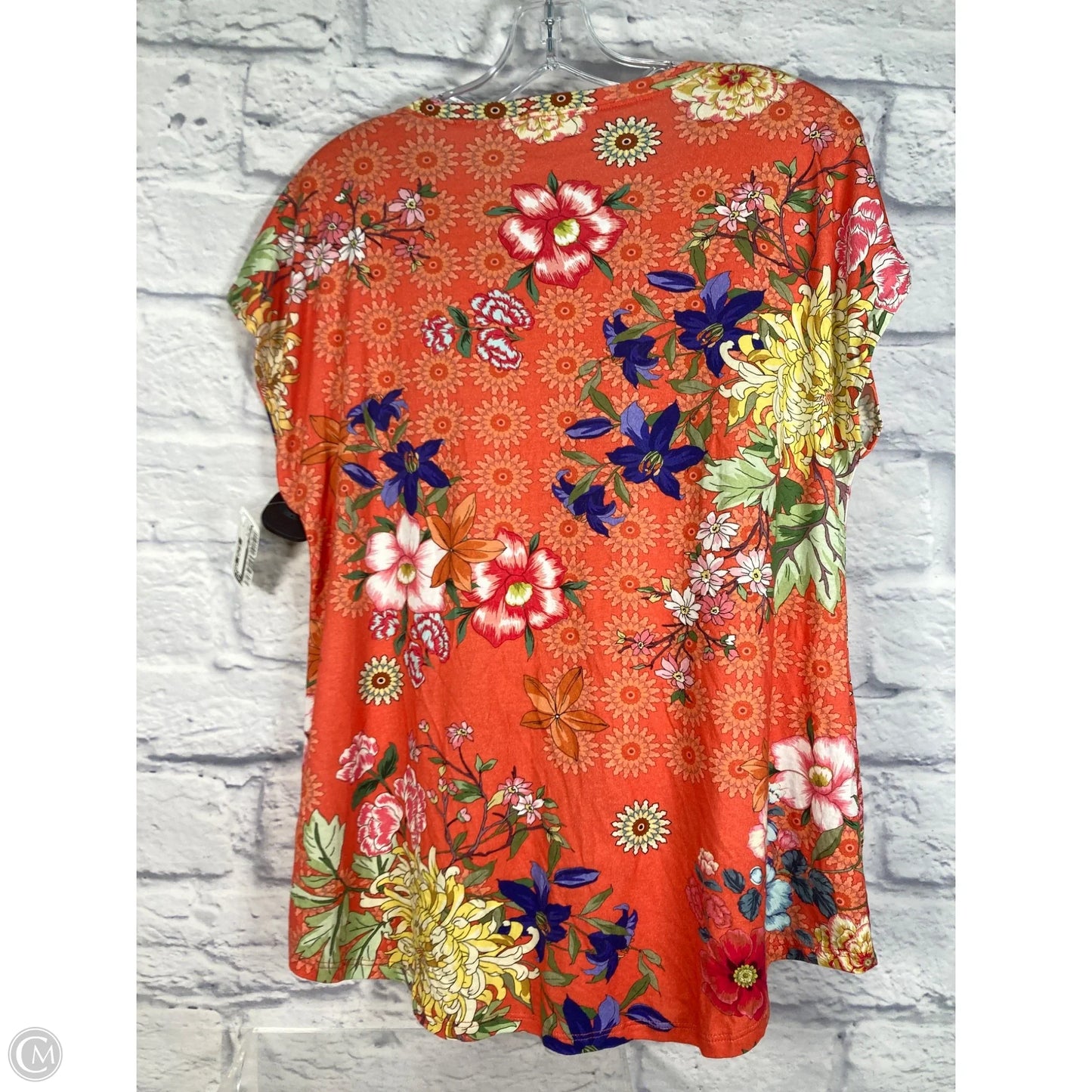 Top Short Sleeve By Johnny Was In Green & Orange, Size: S