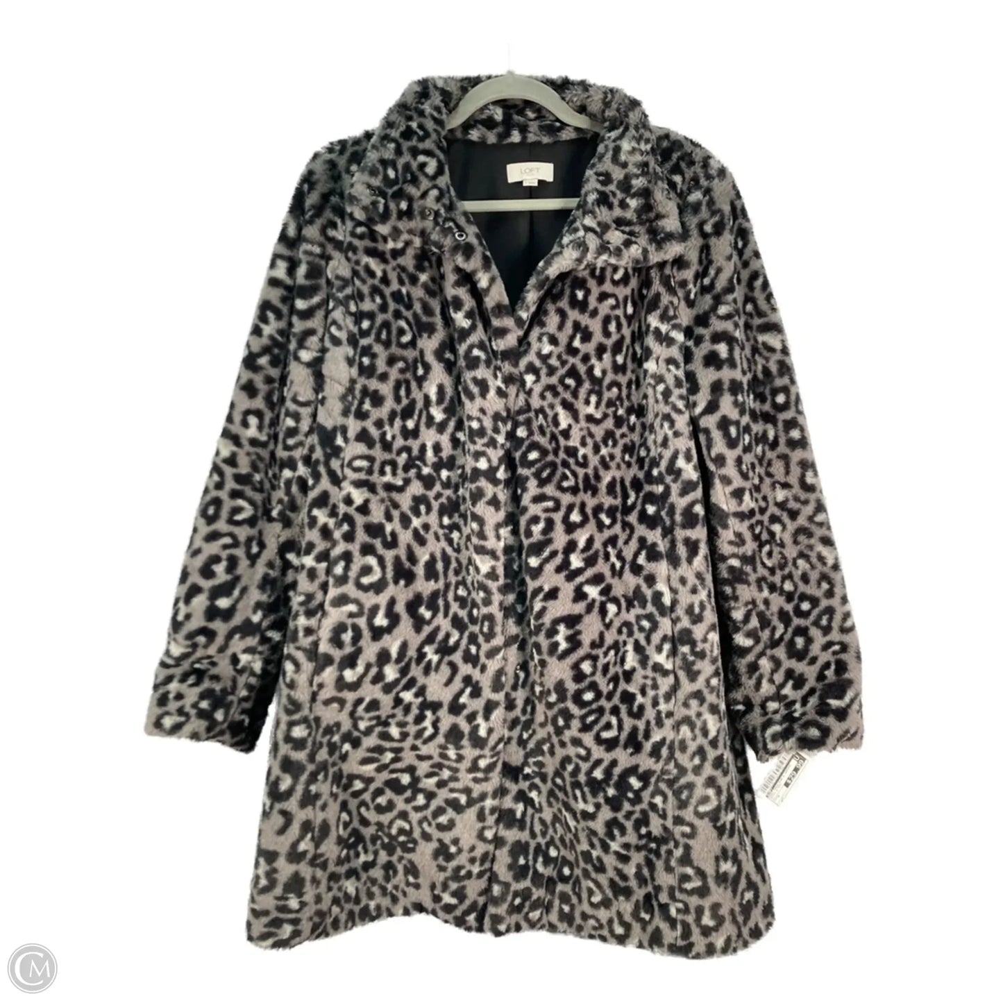 Coat Faux Fur & Sherpa By Loft In Black & Grey, Size: S