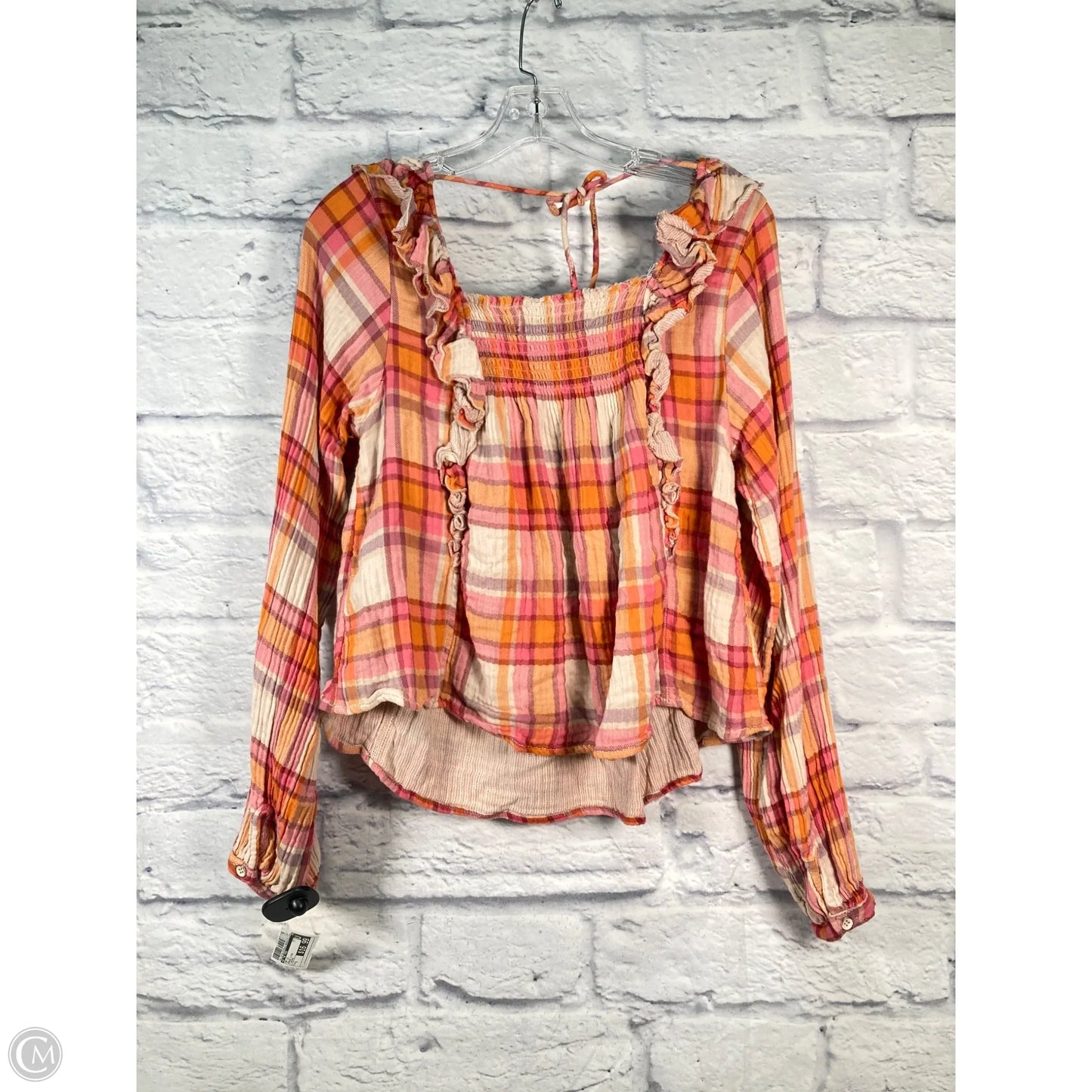 Top Long Sleeve By We The Free In Orange & Pink, Size: S