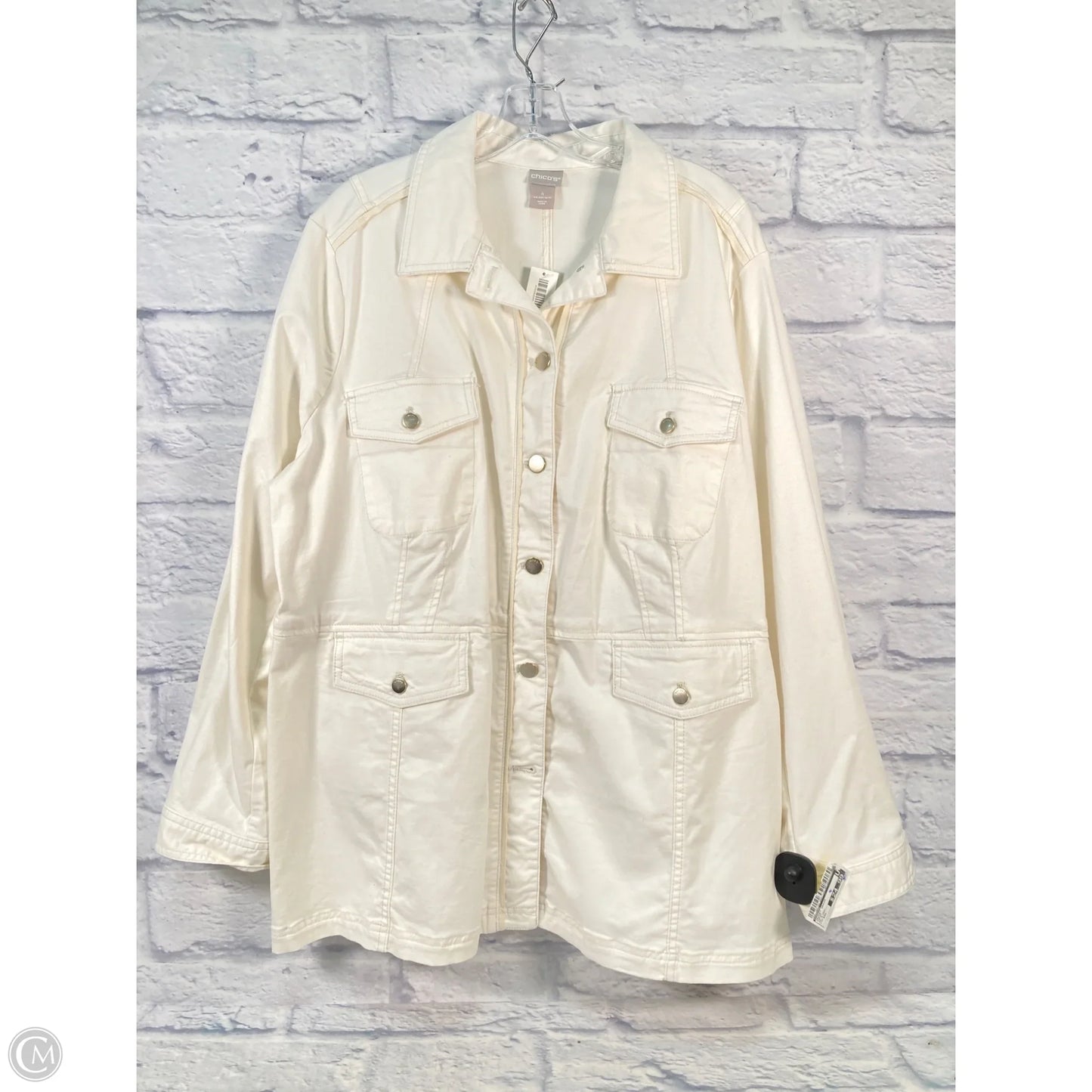 Jacket Denim By Chicos In Cream, Size: Xxl