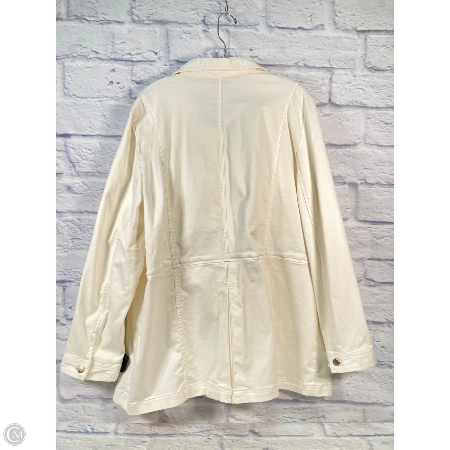 Jacket Denim By Chicos In Cream, Size: Xxl