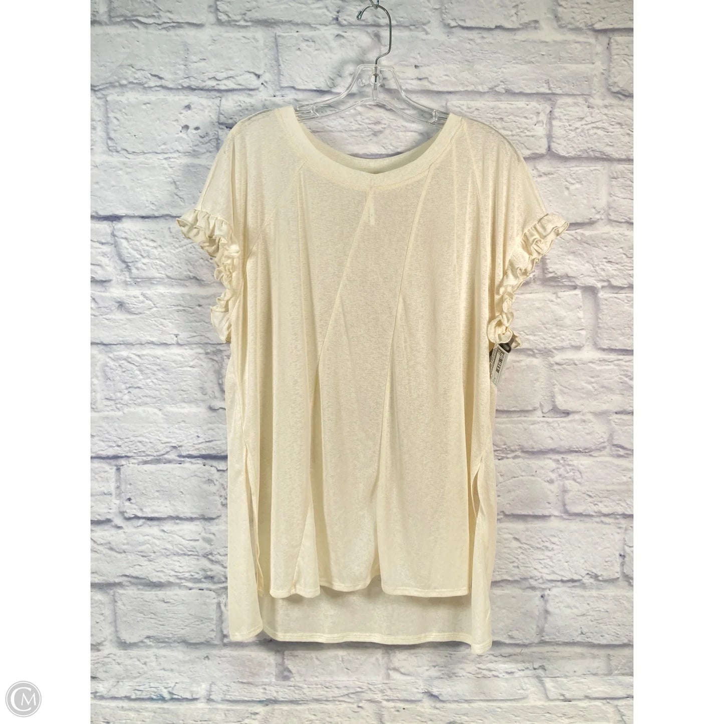 Top Short Sleeve By Anthropologie In Cream, Size: M
