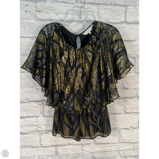 Blouse Short Sleeve By Trina Turk In Black & Gold, Size: S