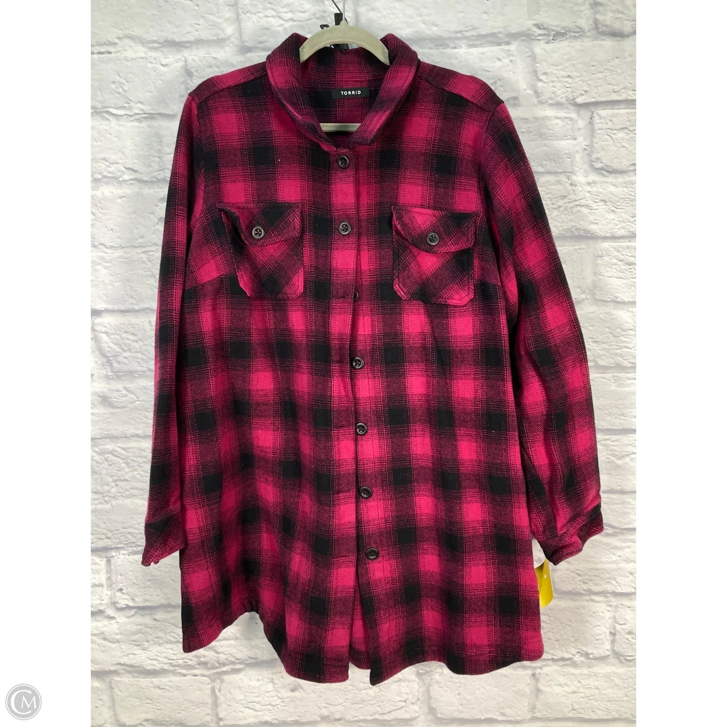 Jacket Shirt By Torrid In Black & Purple, Size: 1x