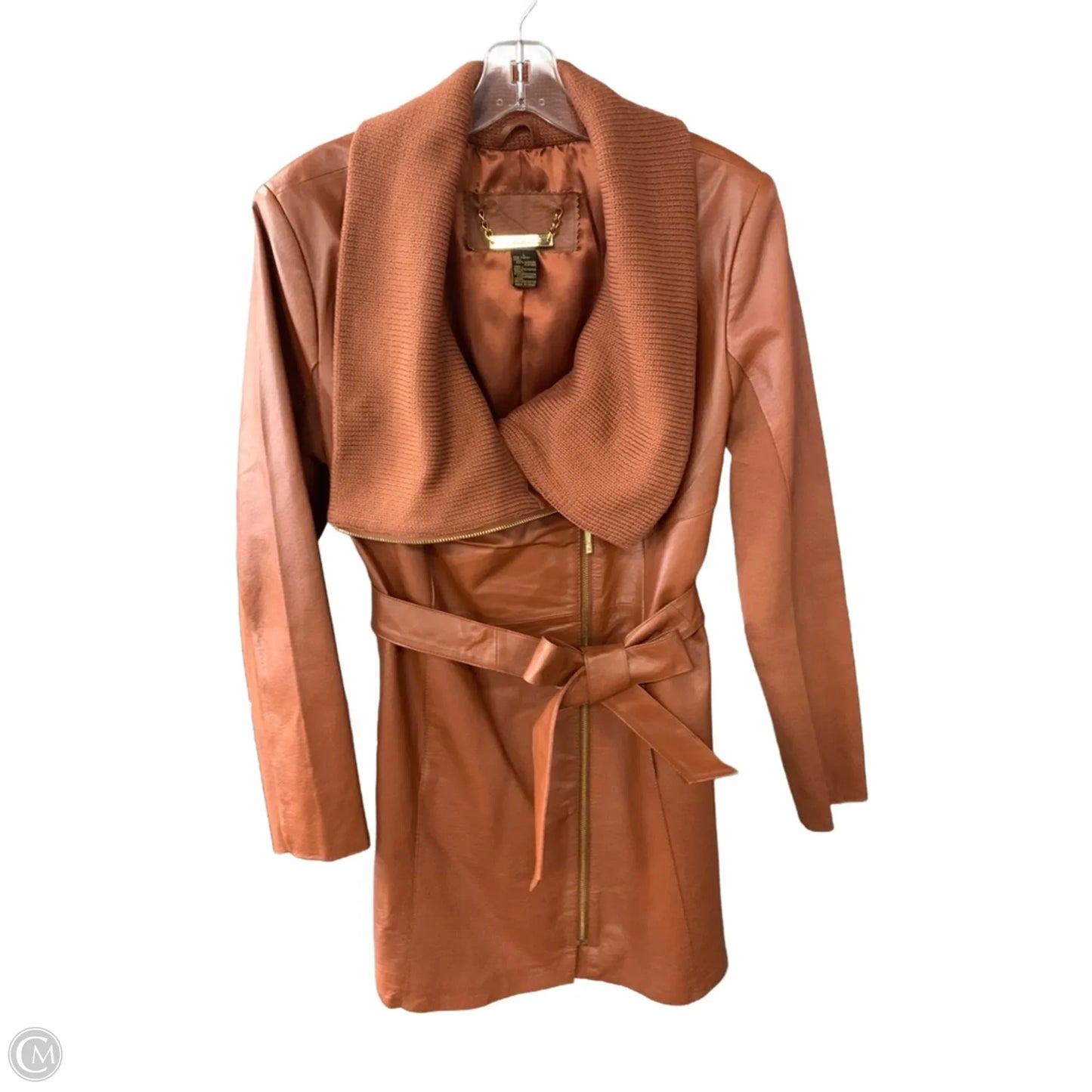 Coat Leather By Iman Hsn In Brown, Size: L