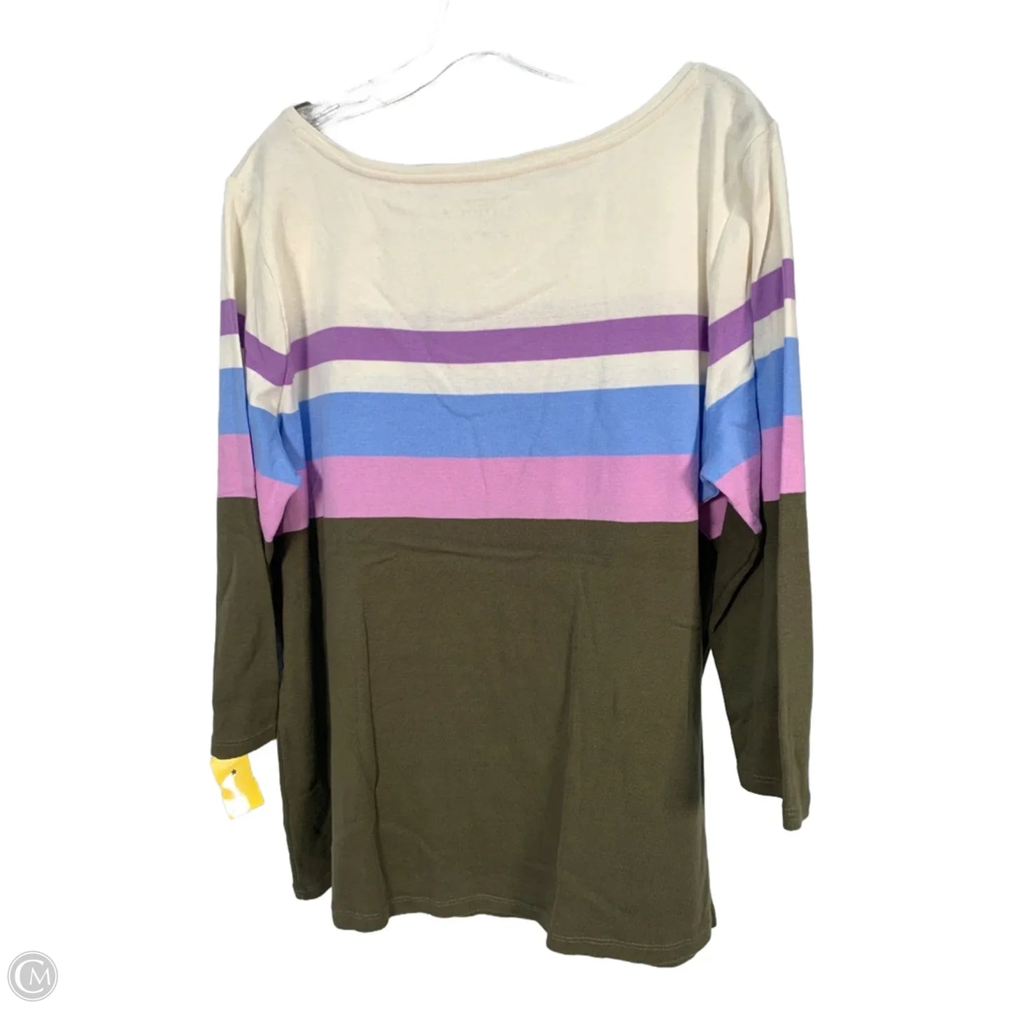 Top Long Sleeve Basic By Talbots In Cream & Green, Size: 2x