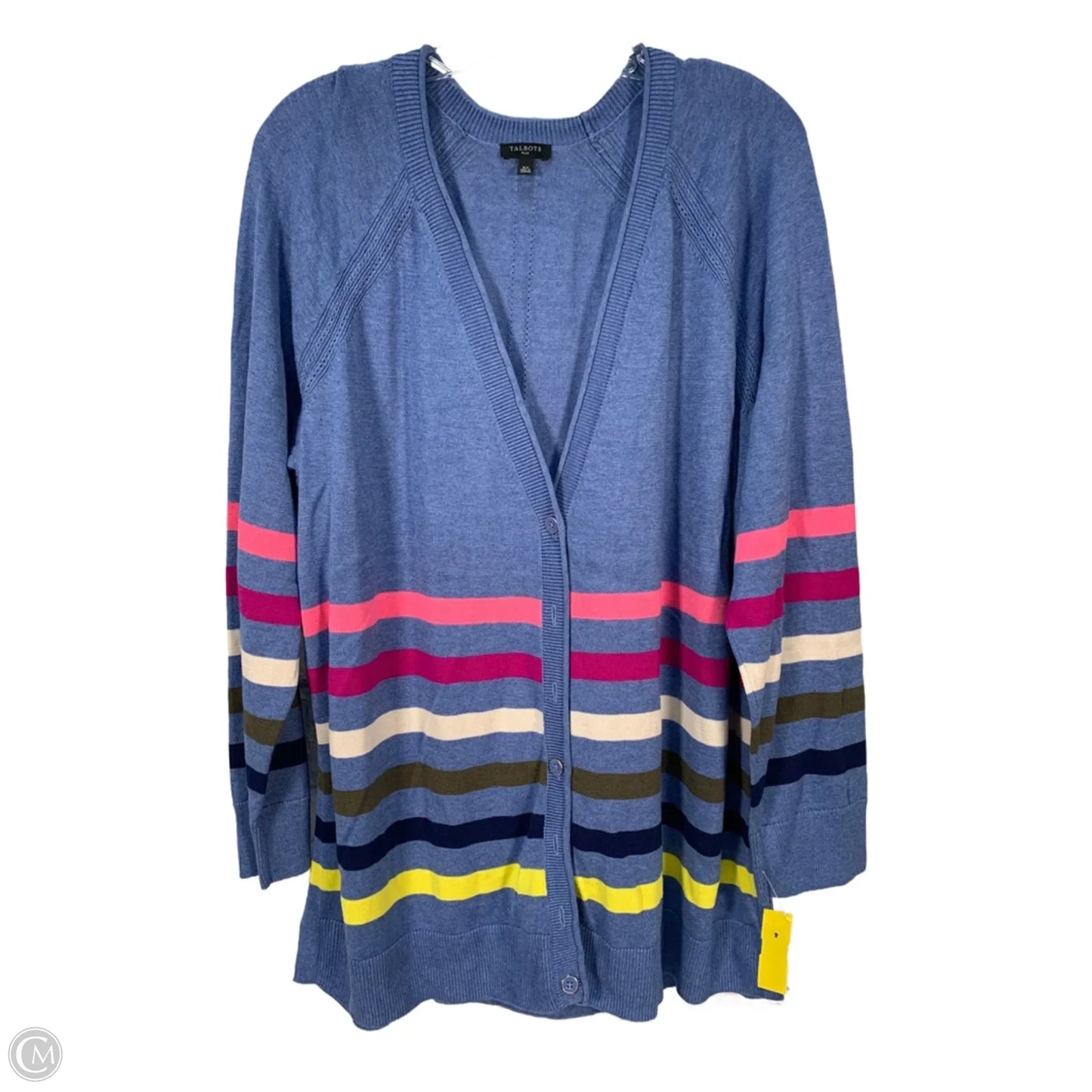 Sweater Cardigan By Talbots In Blue & Pink, Size: 2x