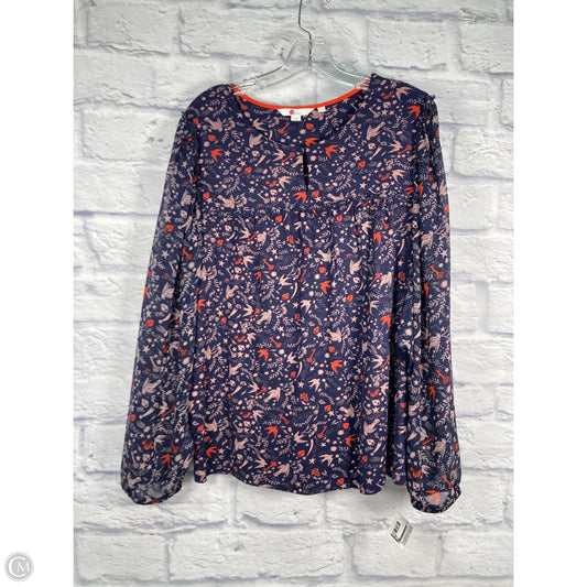 Top Long Sleeve By Boden In Blue & Cream, Size: Xl