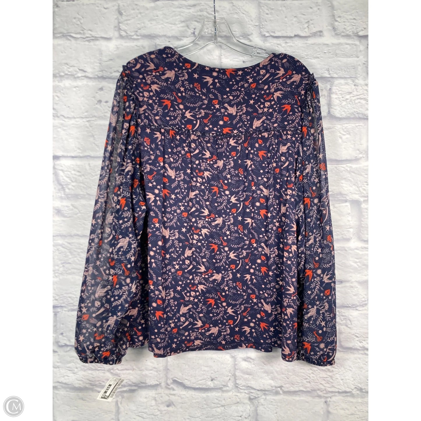 Top Long Sleeve By Boden In Blue & Cream, Size: Xl
