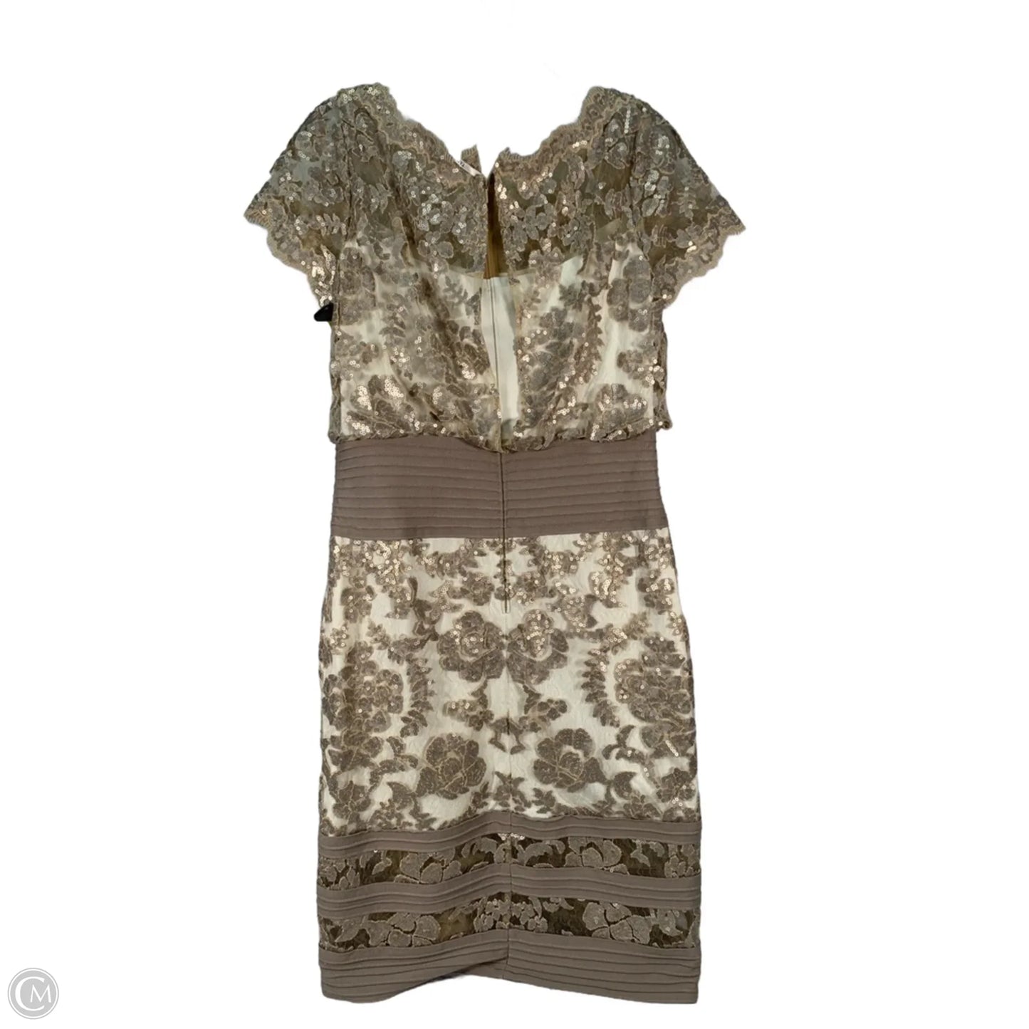 Dress Party Midi By Clothes Mentor In Cream & Silver, Size: M