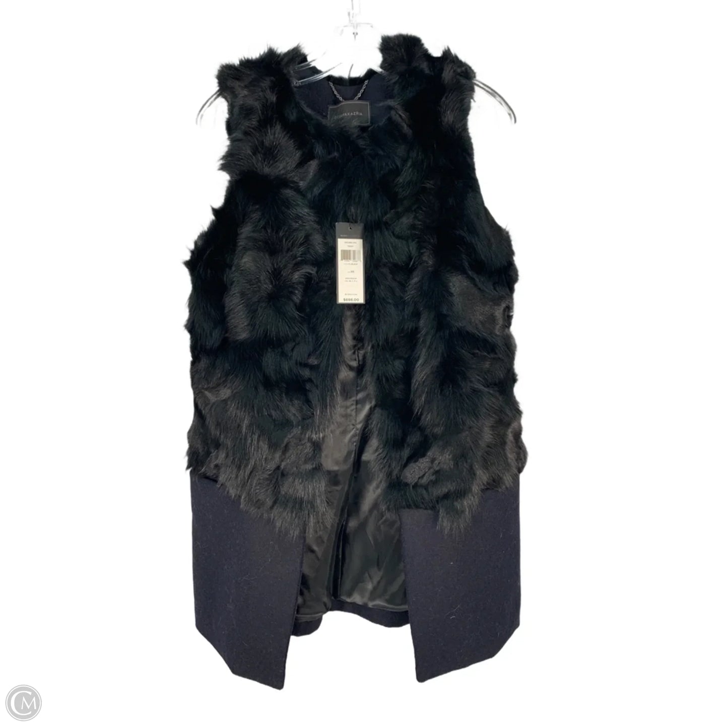 Vest Faux Fur & Sherpa By Bcbgmaxazria In Black & Blue, Size: Xs