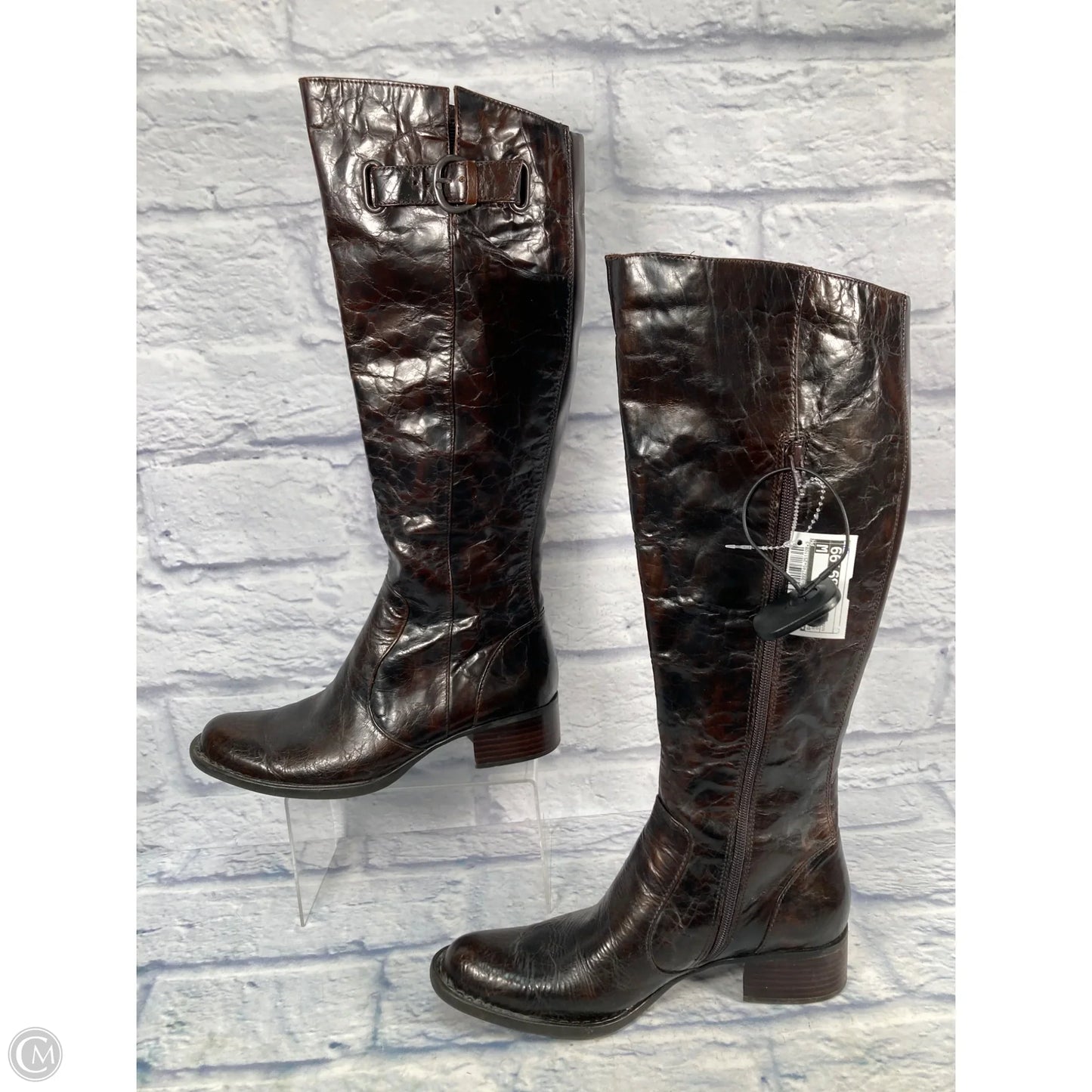 Boots Knee Heels By Born In Brown, Size: 8