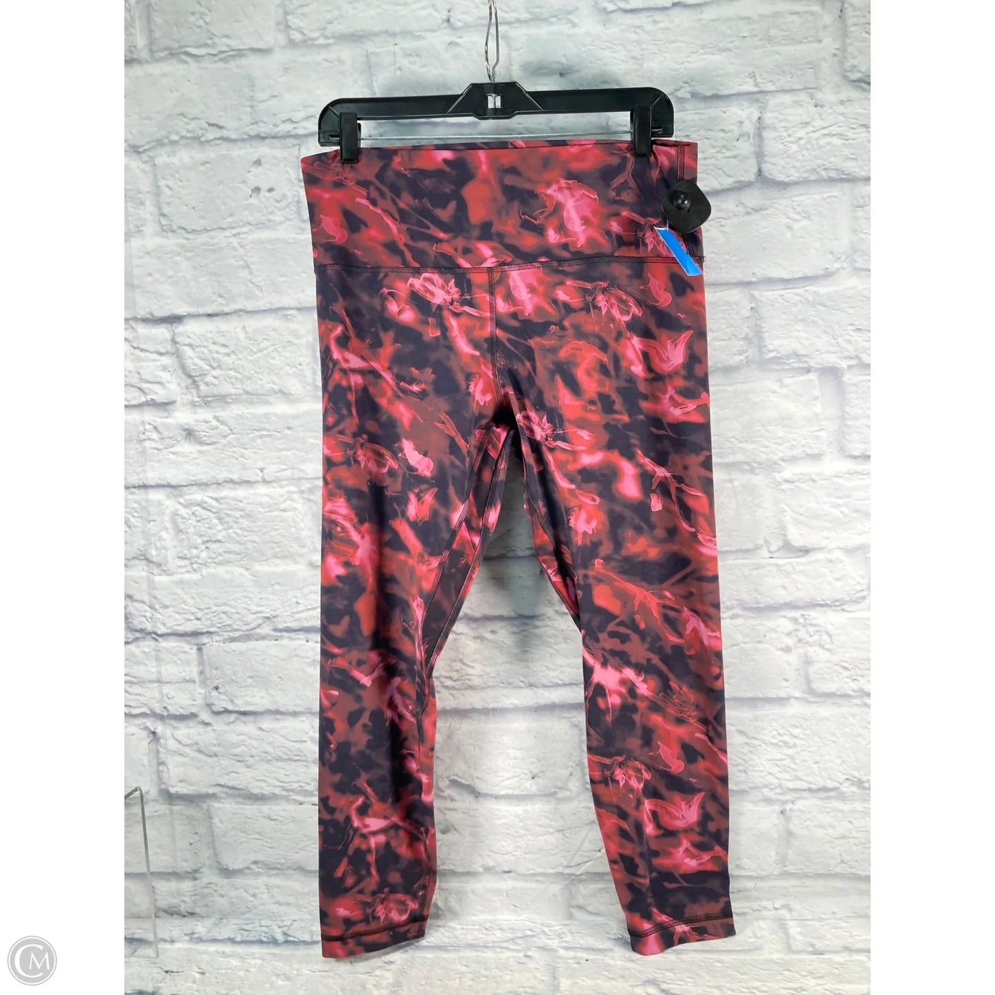 Athletic Leggings By Lululemon In Black & Pink, Size: L