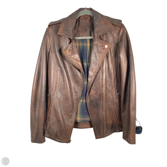 Jacket Moto Leather By Orvis In Brown, Size: Xs