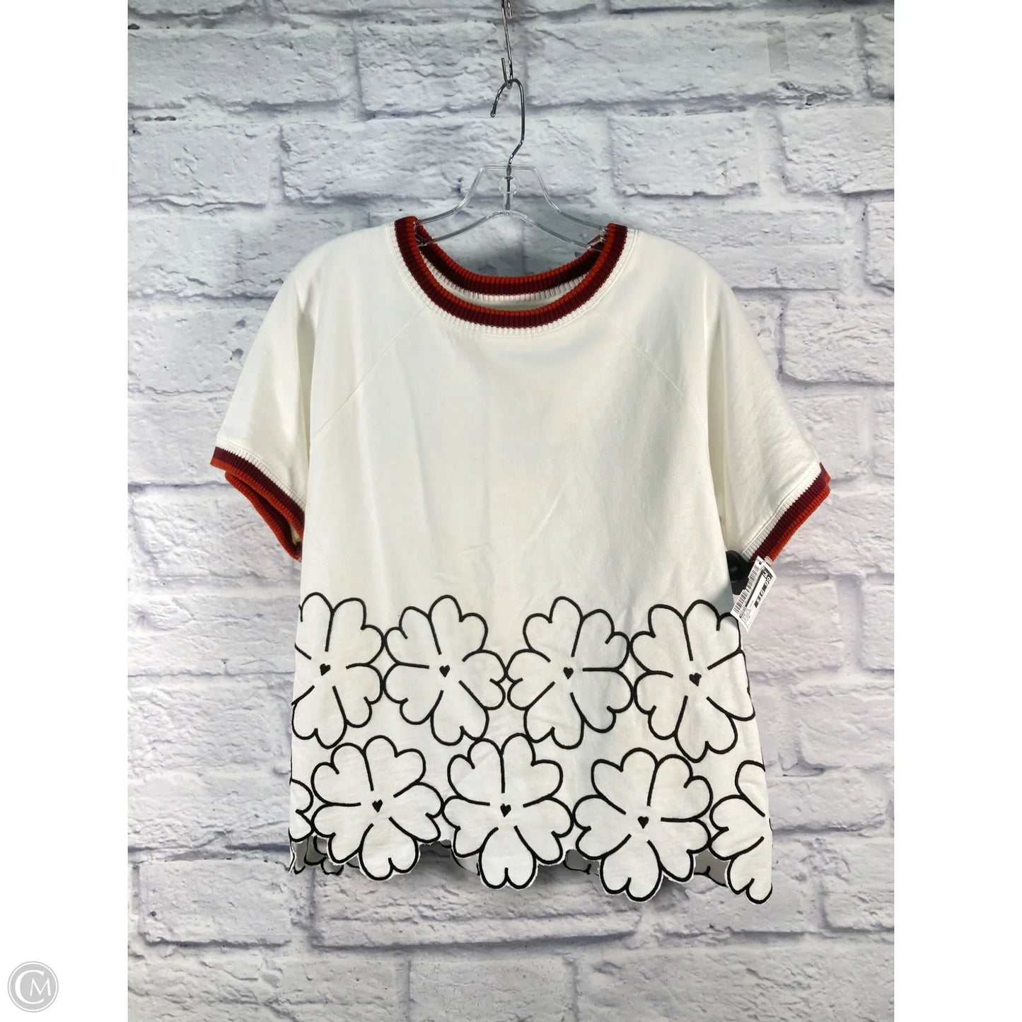 Top Short Sleeve By Maeve In Black & Cream, Size: M