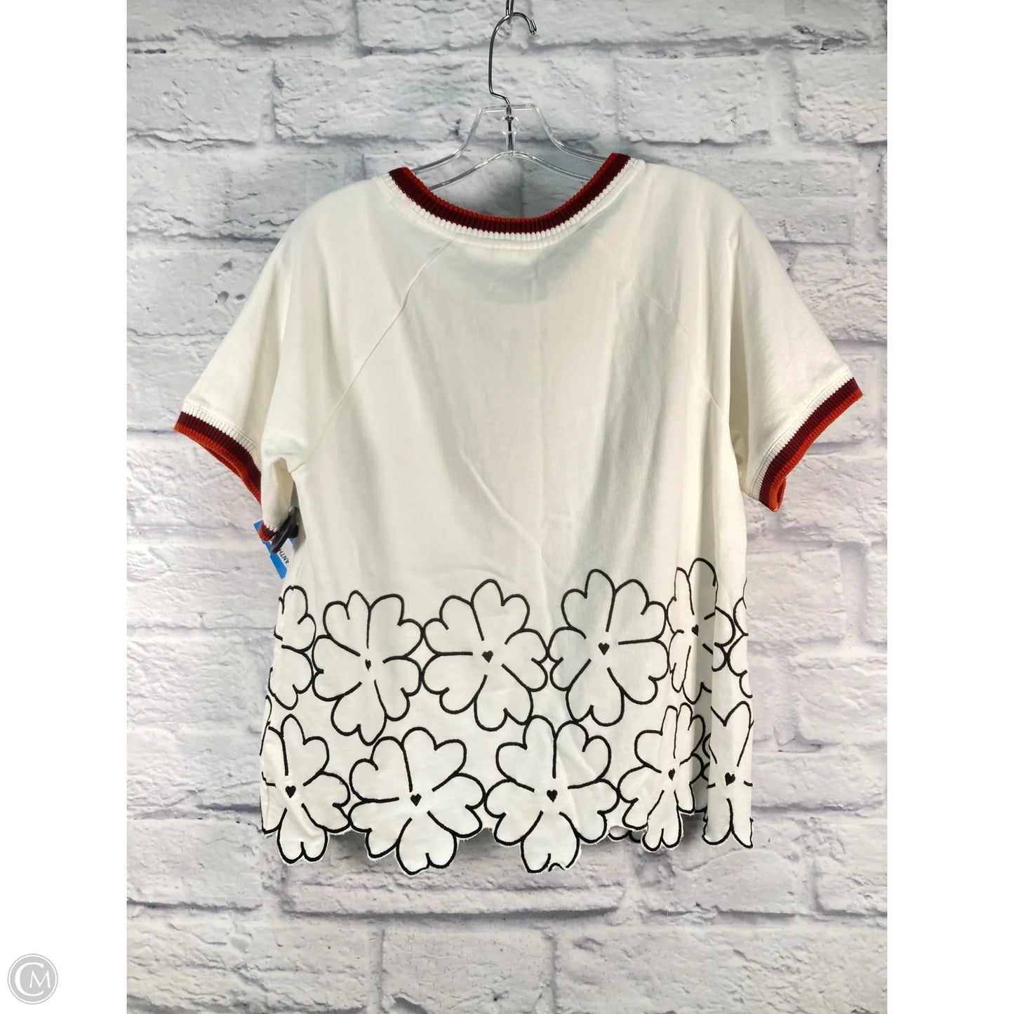 Top Short Sleeve By Maeve In Black & Cream, Size: M