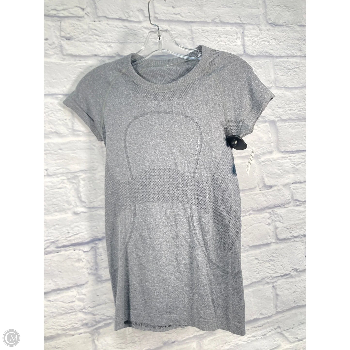 Athletic Top Short Sleeve By Lululemon In Grey, Size: S