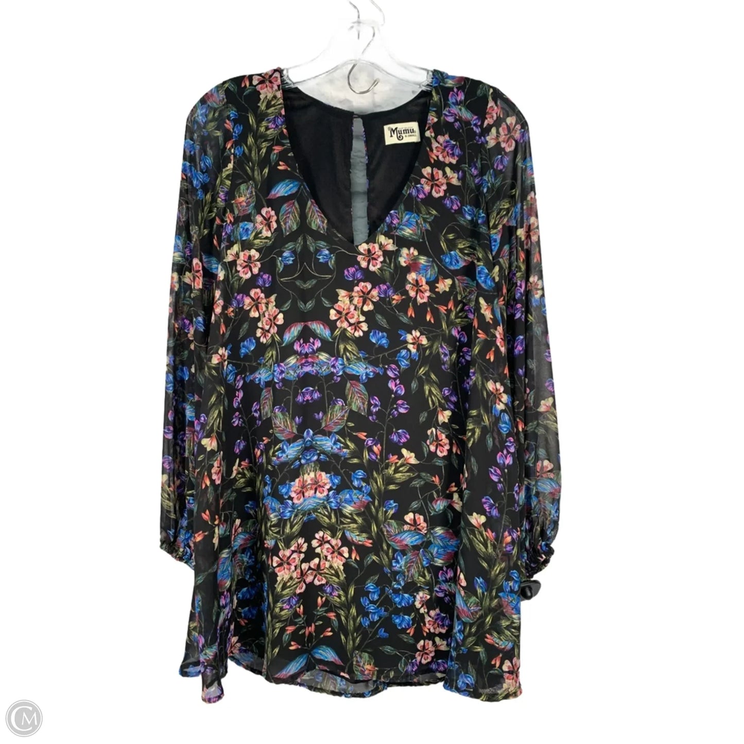 Blouse Long Sleeve By Show Me Your Mumu In Black & Blue, Size: Xs