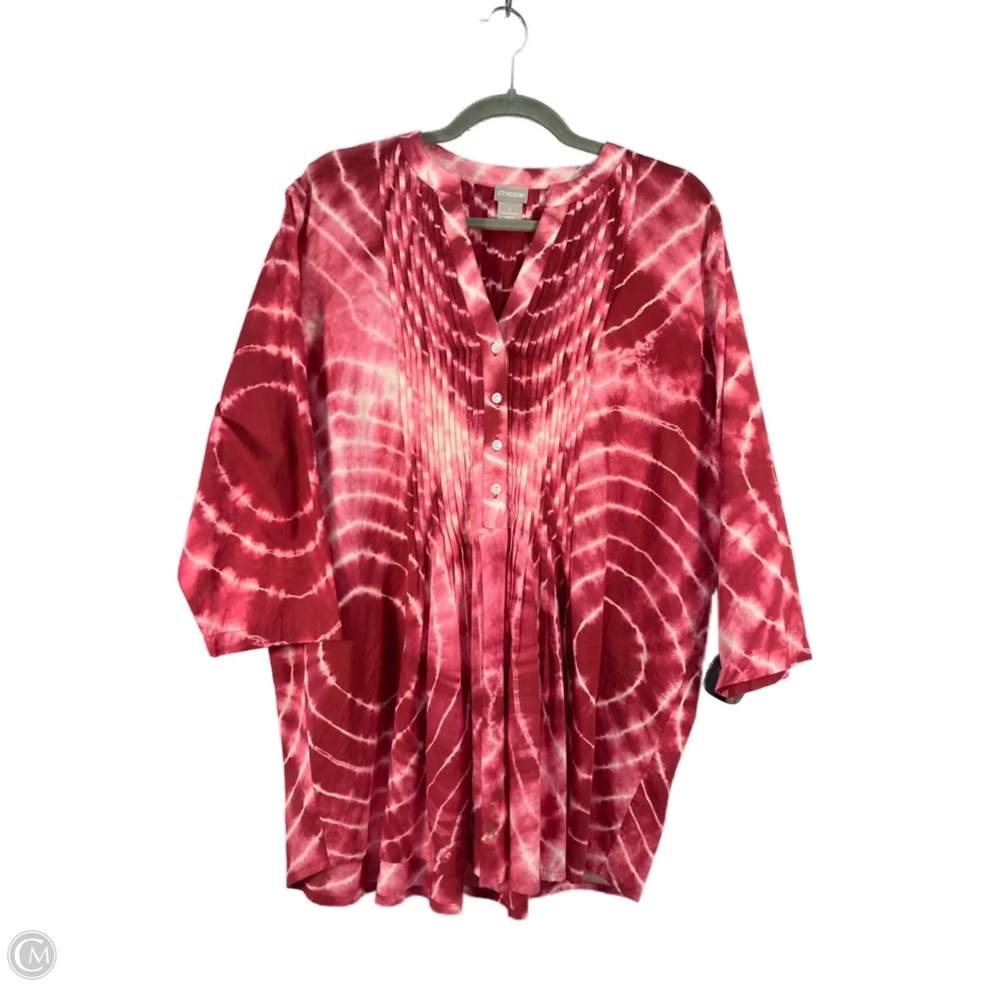 Top Long Sleeve By Chicos In Pink & Red, Size: Xl