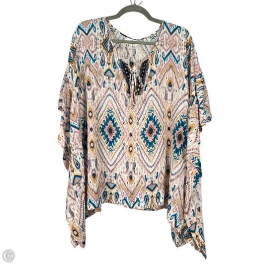 Blouse Short Sleeve By Johnny Was In Purple & Tan, Size: L