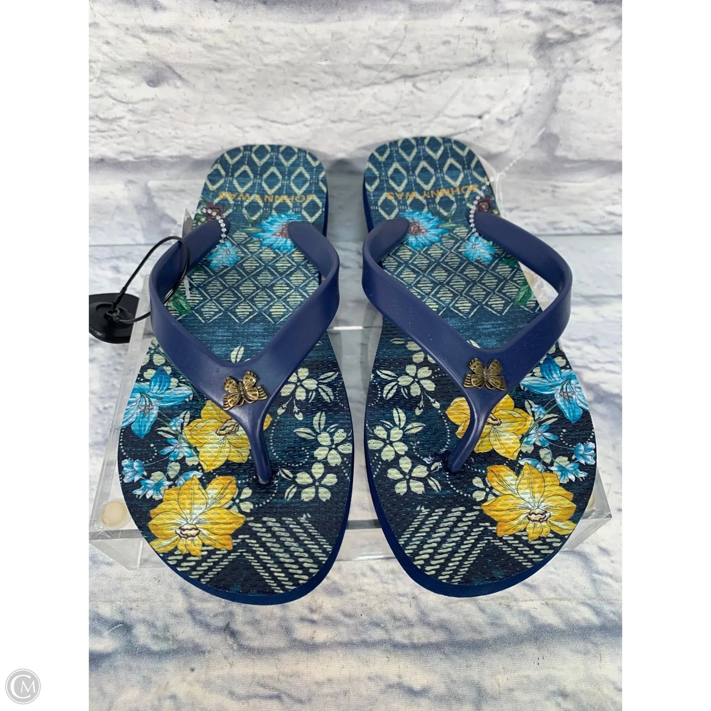 Sandals Flip Flops By Johnny Was In Blue, Size: 7