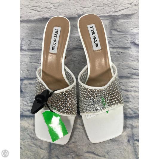 Sandals Heels Stiletto By Steve Madden In White, Size: 10