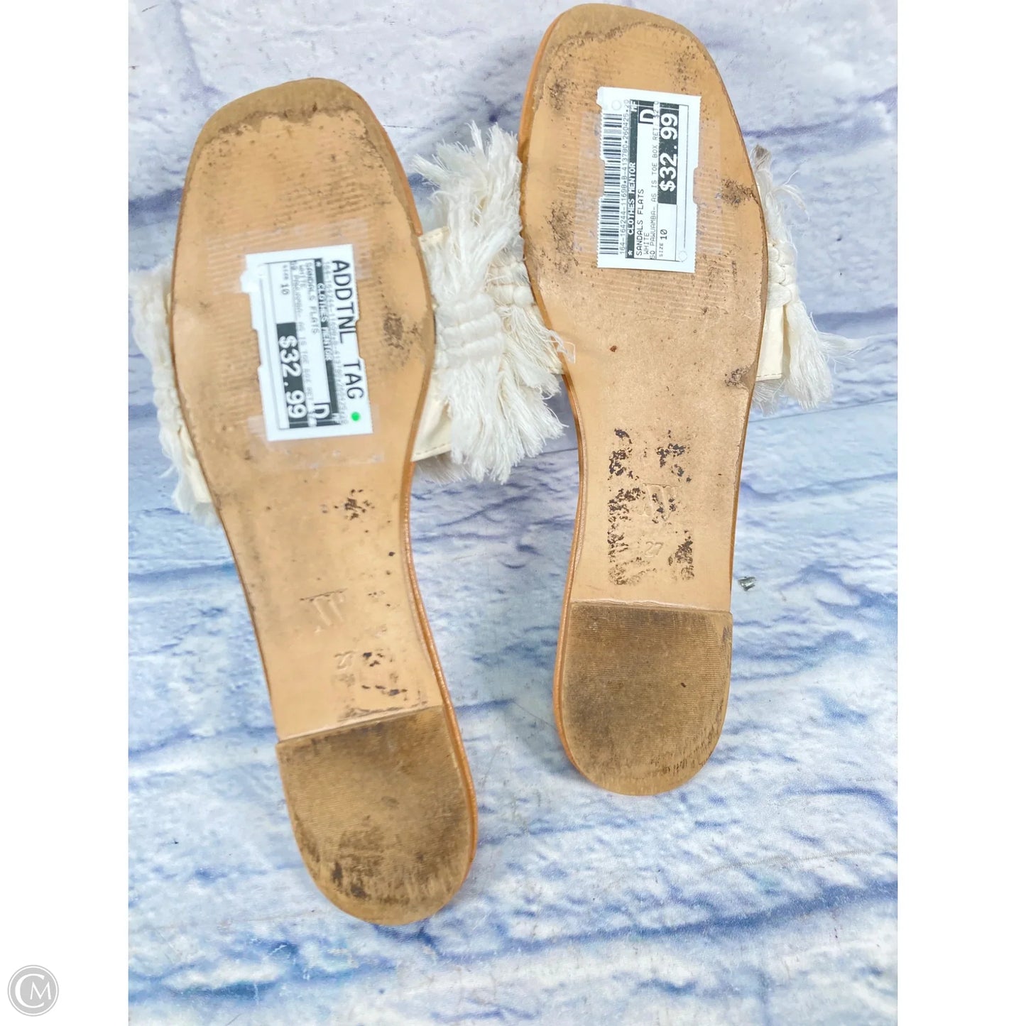 Sandals Flats By Clothes Mentor In White, Size: 10