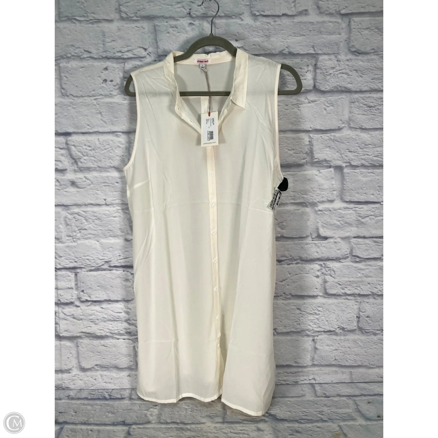 Blouse Sleeveless By Johnny Was In Cream, Size: L