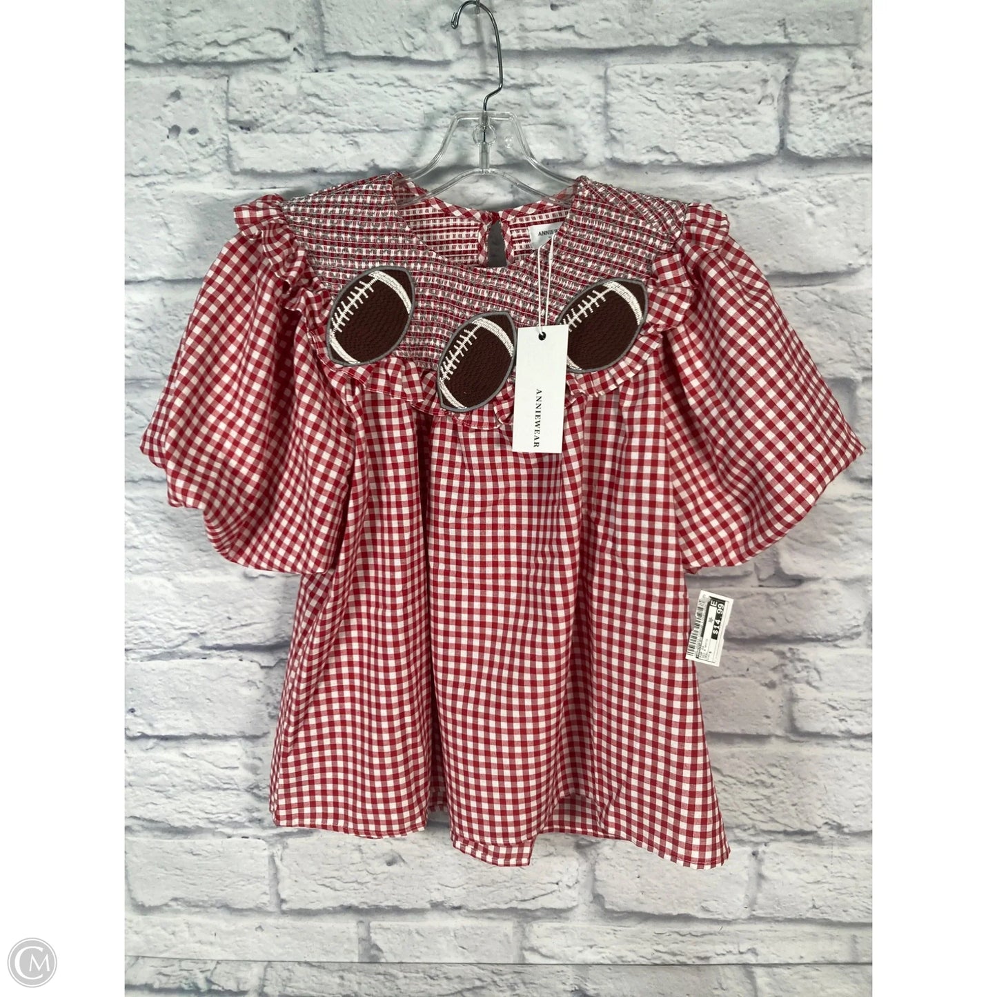 Top Short Sleeve By Anniewear In Red & White, Size: S
