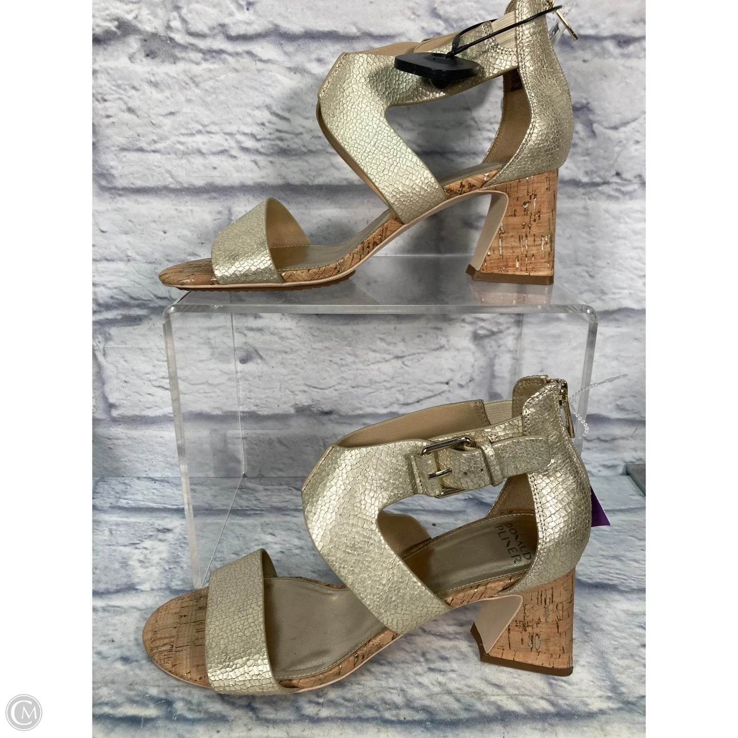 Sandals Heels Block By Donald Pliner In Gold, Size: 10