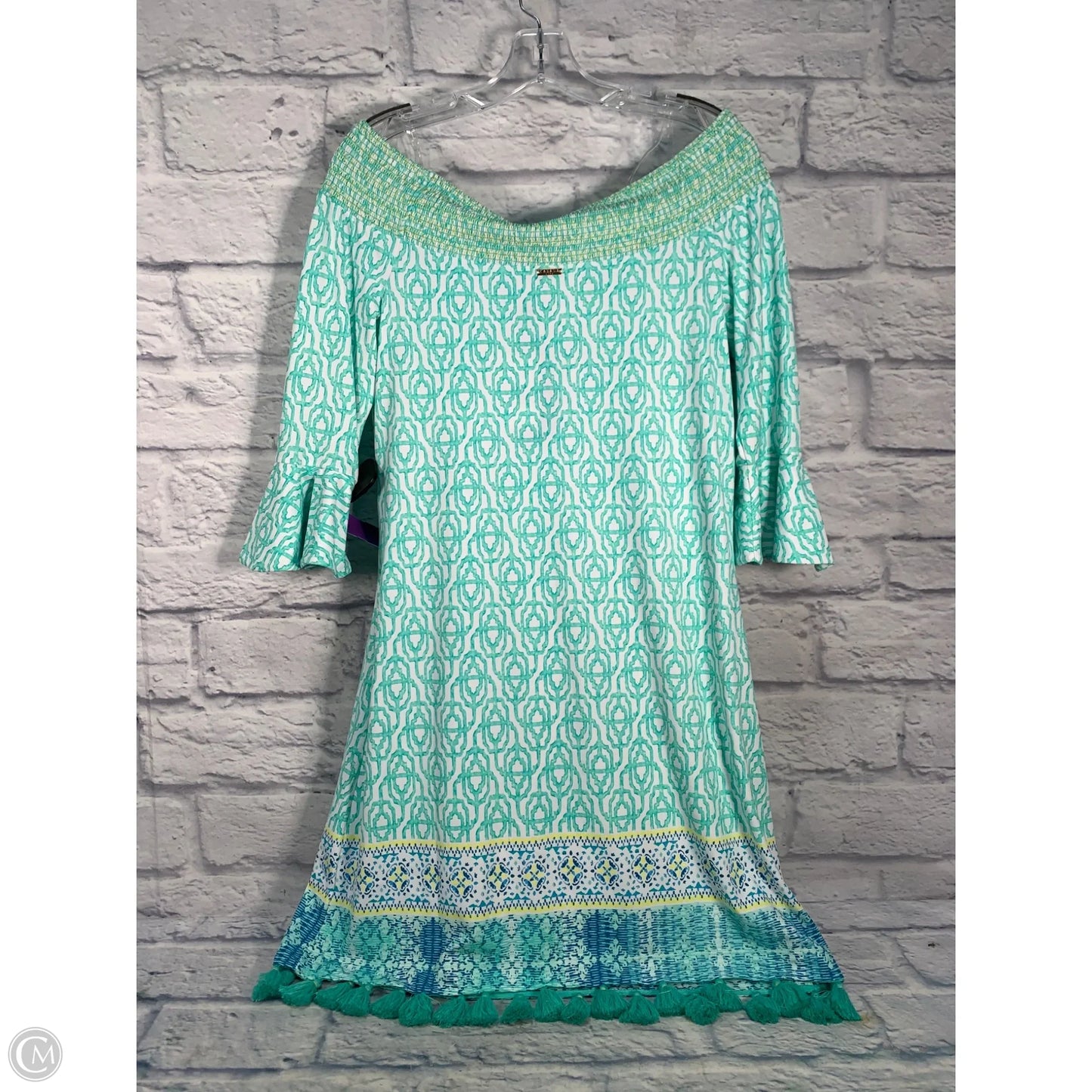 Dress Casual Short By Cabana Life In Green & White, Size: M