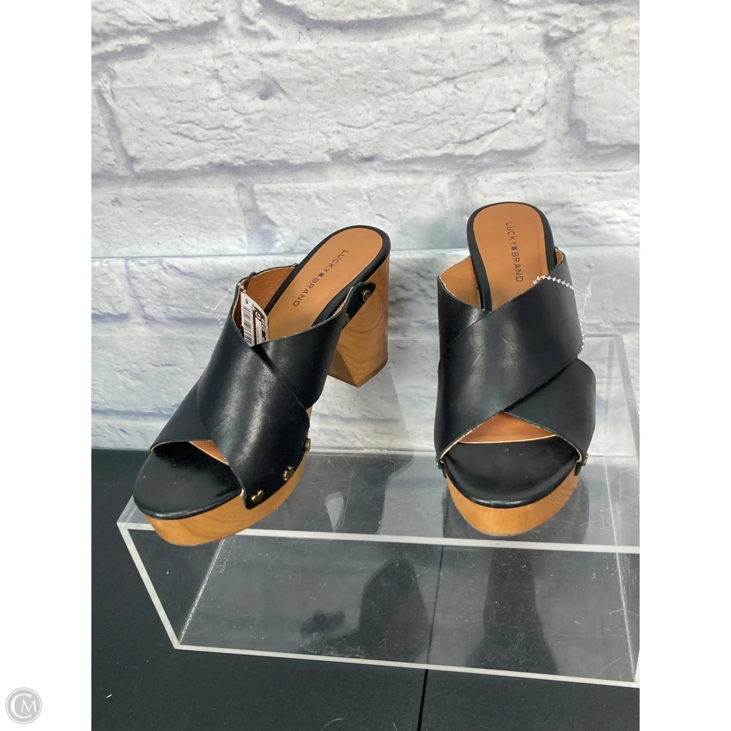 Sandals Heels Platform By Lucky Brand In Black, Size: 6.5
