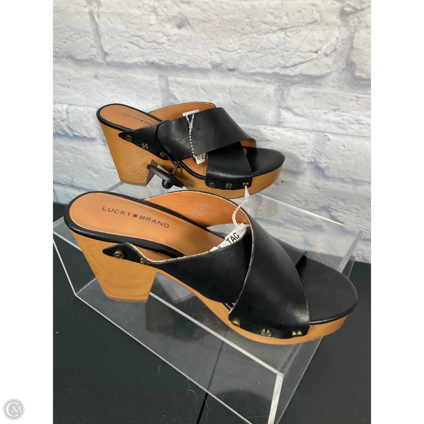 Sandals Heels Platform By Lucky Brand In Black, Size: 6.5