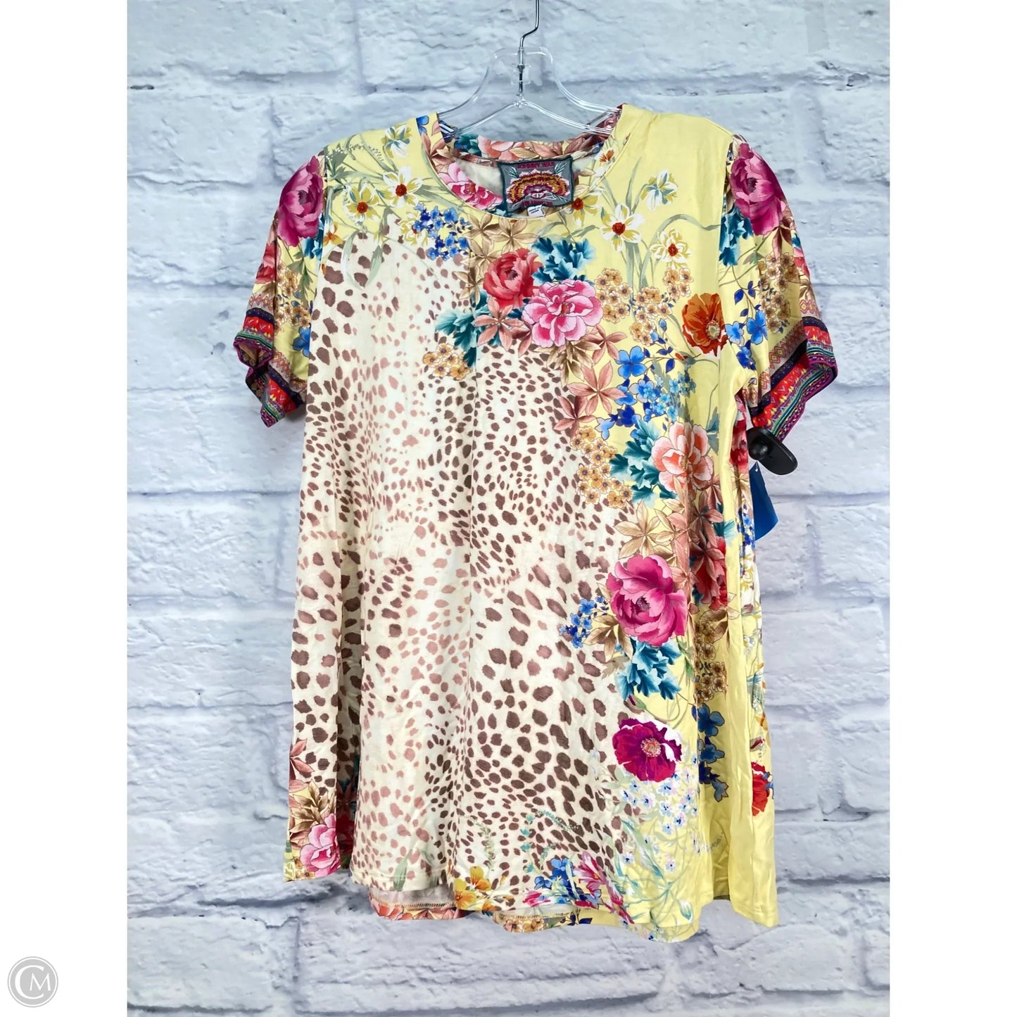 Top Short Sleeve By Johnny Was In Animal Print, Size: S