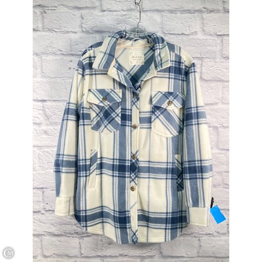 Jacket Shirt By Altard State In Blue & Cream, Size: M