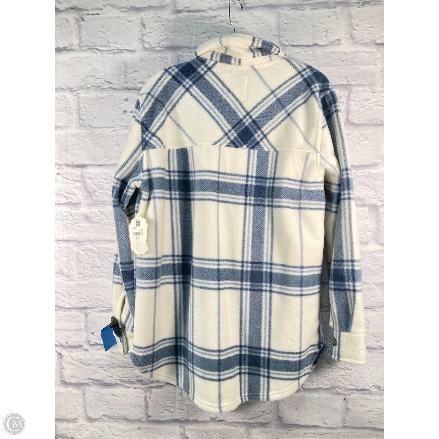 Jacket Shirt By Altard State In Blue & Cream, Size: M