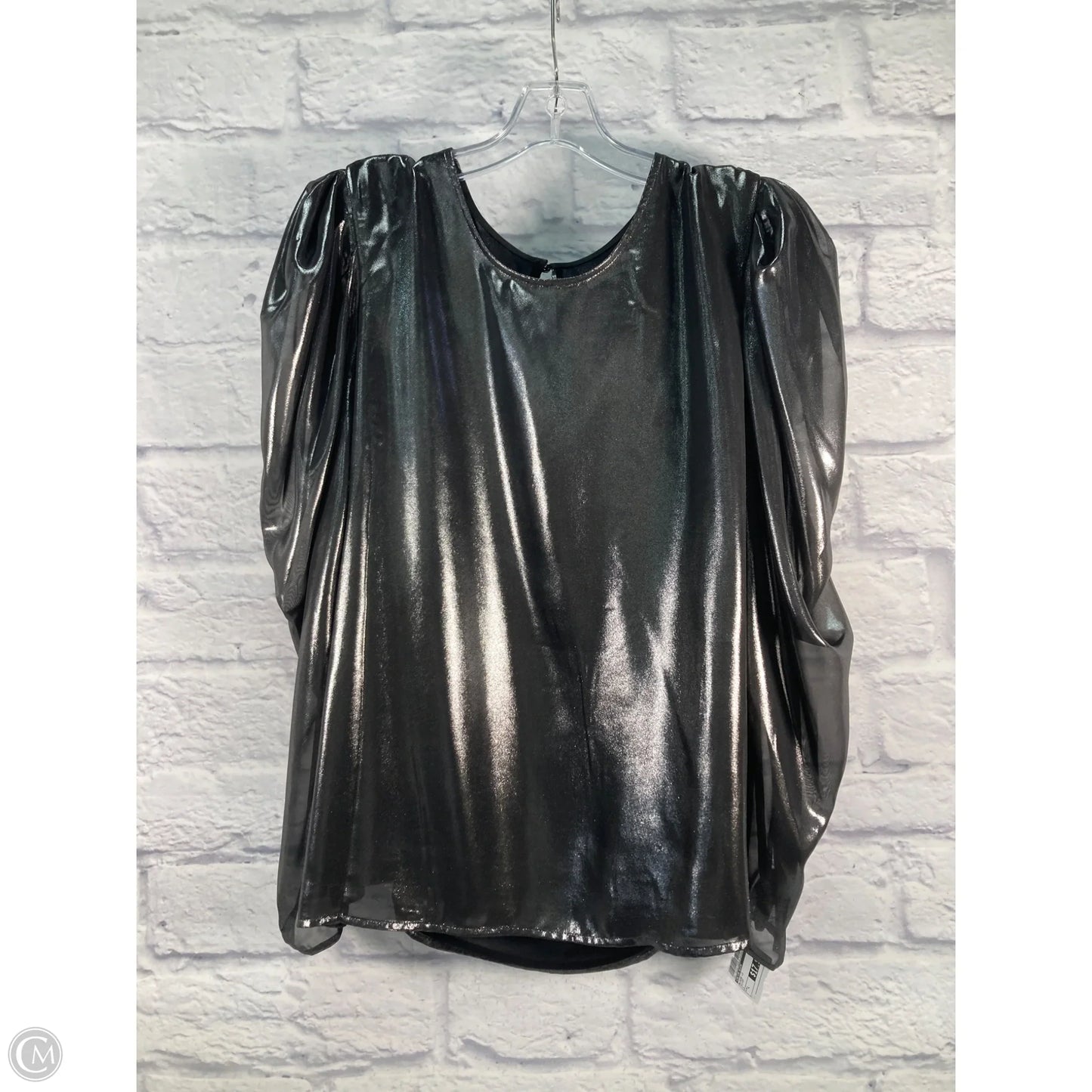 Blouse Long Sleeve By Calvin Klein In Silver, Size: L